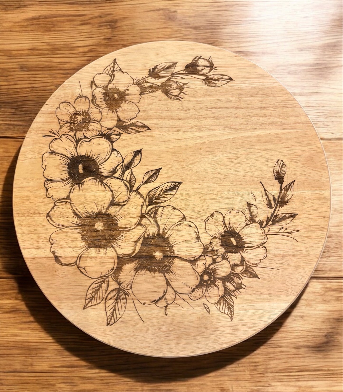 Flower Crescent Engraving Lazy Susan Tray