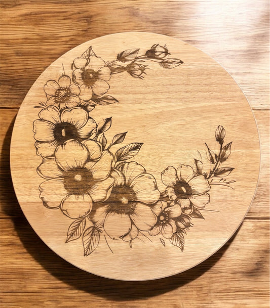 Flower Crescent Engraving Lazy Susan Tray