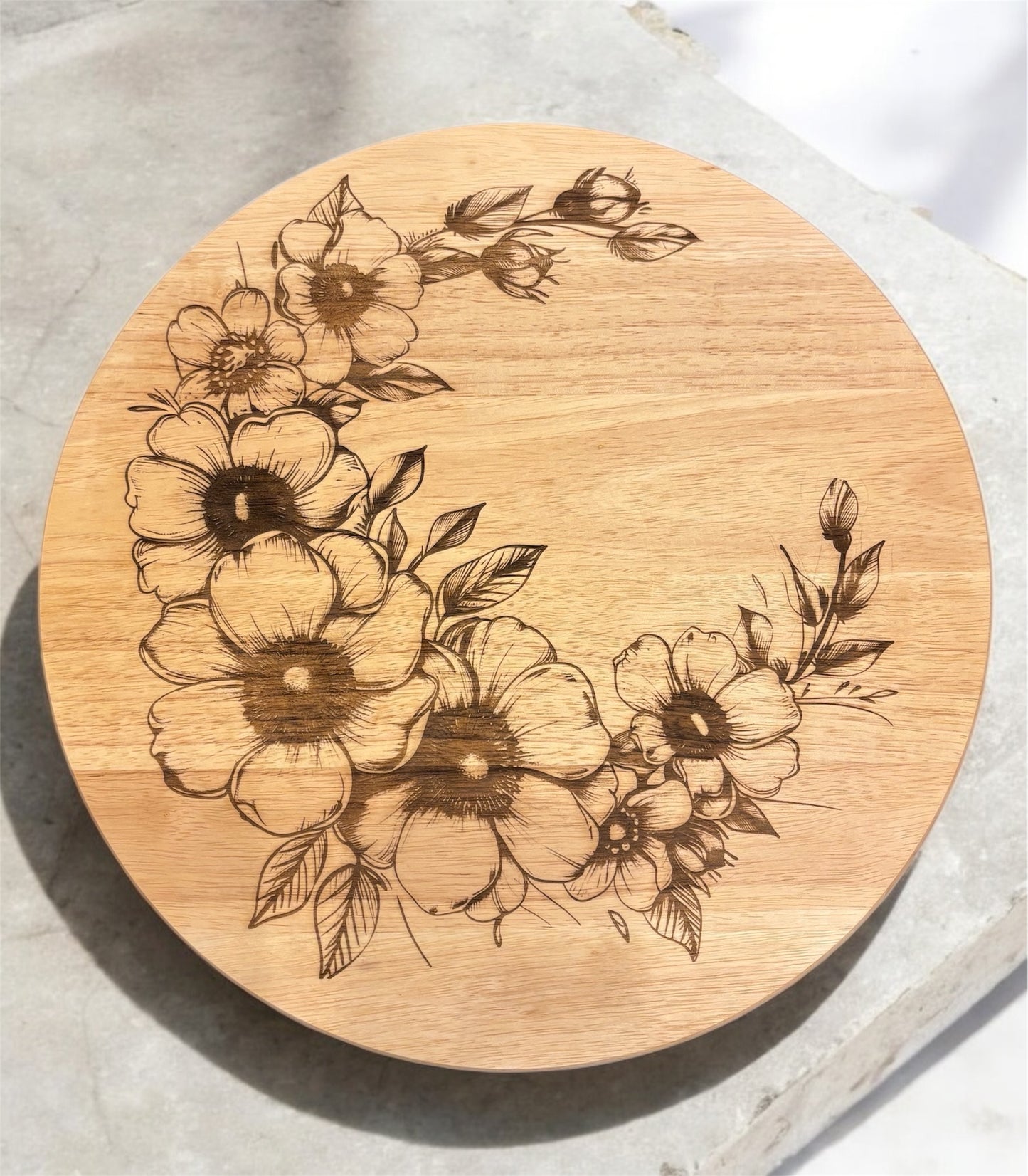 Flower Crescent Engraving Lazy Susan Tray