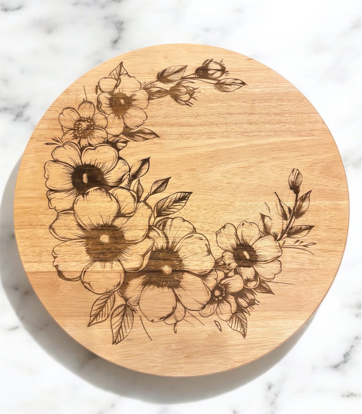 Flower Crescent Engraving Lazy Susan Tray